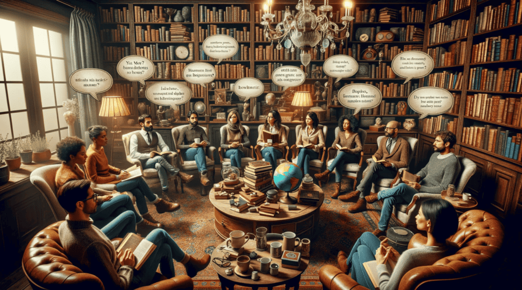 People discussing a book in a book club and learning from each other